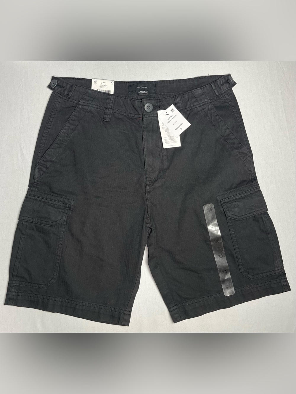 Cotton On Men's Black Cargo Shorts with Utility Pockets